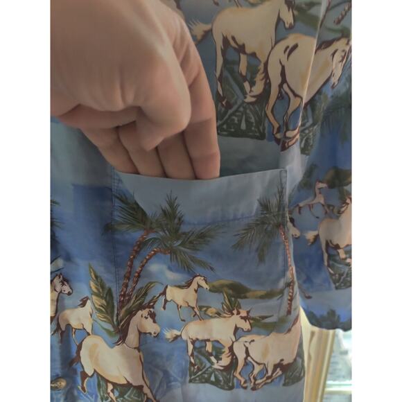 Vintage Roper Button Up Shirt w All Over Print Of Horses And Palm Trees Size XL - Picture 4 of 5